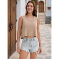 thumbnail image 2 of DARING DIVA Women's High Low Sleeveless Flowy Tank Top Athletic Yoga Workout Shirt S Khaki, 2 of 7