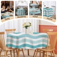 thumbnail image 5 of Round Tablecloth Geometric Striped Pattern Waterproof Oil Proof Polyester Table Cloth Cover Decor for Home Dining Outdoor,Patio,Parties, 54" Dia. Aqua White Wave Pattern, 5 of 9