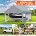 thumbnail image 4 of 13x20ft Galv. Steel Carport w/PE Fabric, 4 Roll-Up Doors & Mesh Vents, All-Weather Vehicle Shelter, 4 of 8