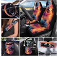 thumbnail image 2 of HUISEFOR 15 Pieces Sunset Palm Tree Car Seat Cover Full Set Including Steering Wheel Cover, Belt Cover, Breathable, Non Slip, Scratch-Resistant, Universal Size Fit for Most Cars, 2 of 7