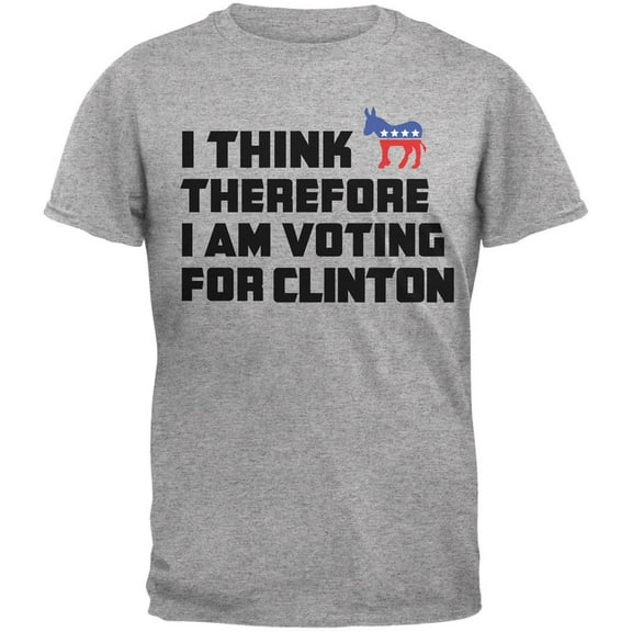 Election 2016 I Think Therefore Clinton Light Heather Grey Adult T-Shirt - Large