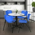thumbnail image 2 of Regency Cain 42 in. Round Breakroom Table- White & 4 M Stack Chairs- Blue, 2 of 8