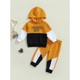 thumbnail image 2 of Qiylii Baby Boys 2PCS Pants Outfits Set, Long Sleeve Letter Color Contrasts Hoodies, Patchwork Long Pants, Toddler Spring/Fall Wear Clothes,0-4Years, 2 of 8