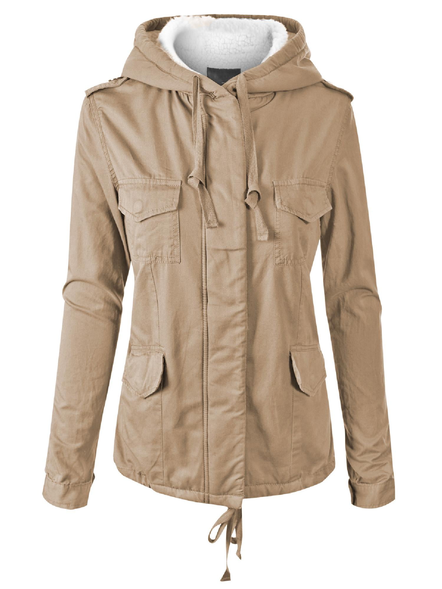 womens fleece lined utility jacket