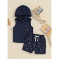 thumbnail image 3 of Musuos Baby Boy Summer 2 Piece Outfits 6 12 18 24M 3Y Star Print Sleeveless Hooded Tank Tops and Elastic Shorts Set Toddler Casual Clothes, 3 of 10