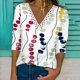 thumbnail image 1 of Puntoco - Blusa de manga larga con encaje estampado a la moda para mujer, tops casuales con cuello en V Puntoco Puntoco-565, 1 of 5