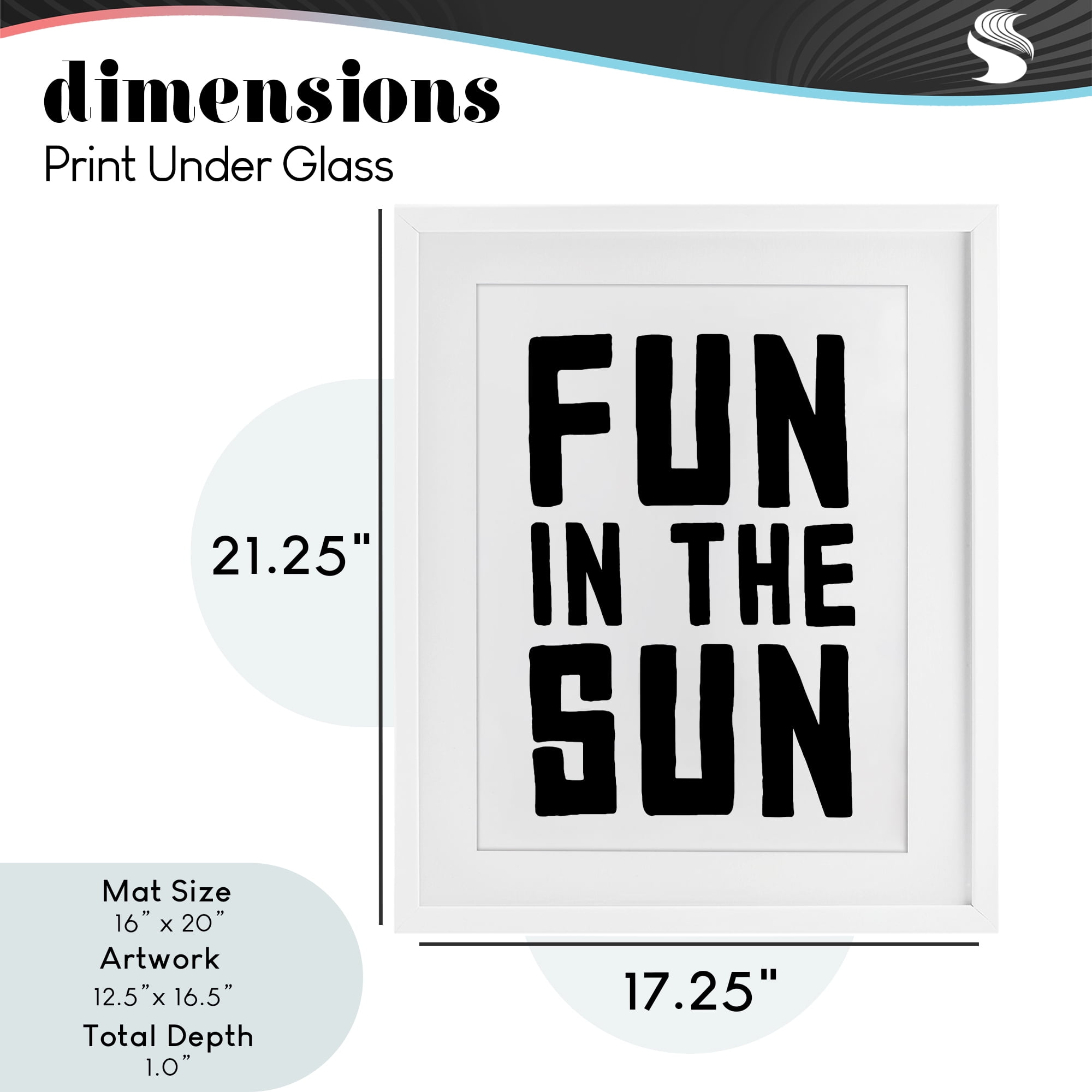 Fun In Sun Simple Sentiment White Framed Print Under Glass, design by Lettered and Lined