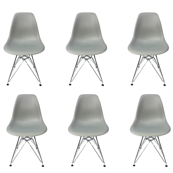 Eiffel Dining Chair with Chrome Base - Medium Grey
