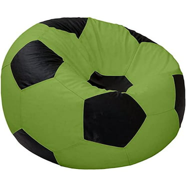 Ample Decor Soccer Leatherette Bean Bag Cover (Filler Not Included), Double Stitched - Green & Black