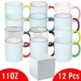 thumbnail image 2 of MUGSIE 11 oz Porcelain Mixed Color Rim & Handle Sublimation Mugs (12 Count), 2 of 2