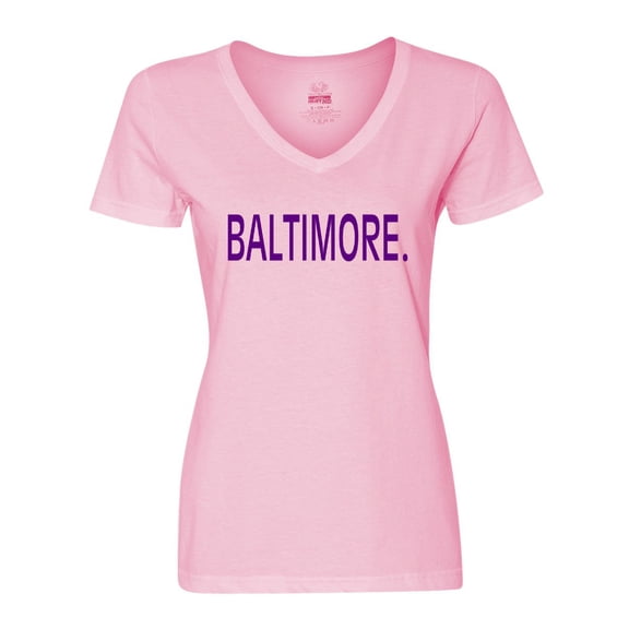 Inktastic Baltimore in Purple Text Women's V-Neck T-Shirt