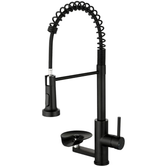Kitchen Faucet with Cup Washer Pull Down Sprayer Stainless Steel Kitchen Sink Faucet with Deck Plate Glass Rinser Single Hole Black$$Tools & Hardware Other
