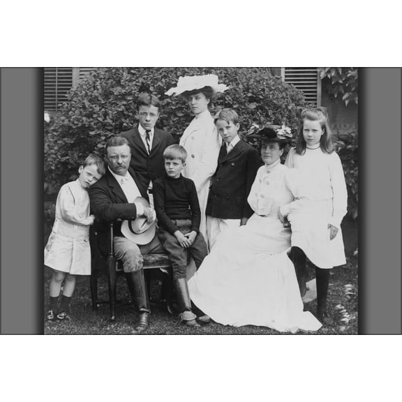 24"x36" Gallery Poster, President and Mrs. Theodore Roosevelt and family 1903
