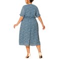 thumbnail image 3 of Unique Bargains Women's Plus Size Midi Bubble Sleeve Semi Sheer Fit and Flare Dresses 1X Gray Blue, 3 of 6