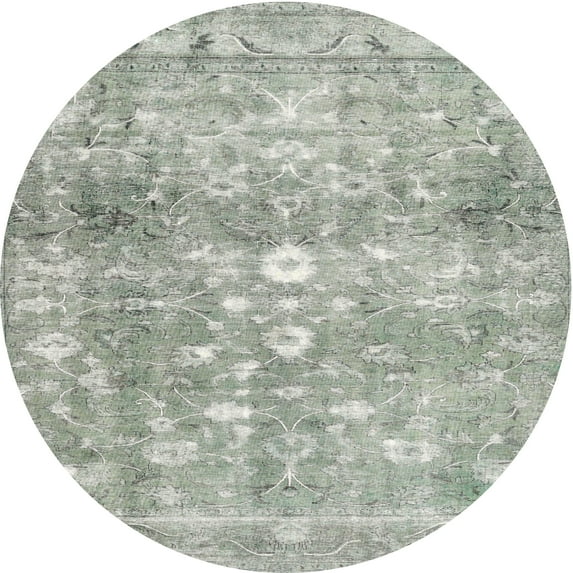 Ahgly Company Machine Washable Indoor Round Contemporary Pale Silver Gray Area Rugs, 4' Round