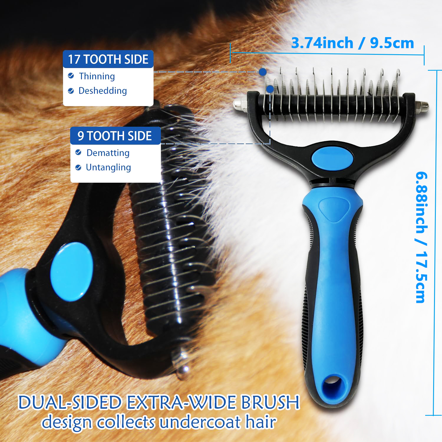 DXIMRX 3-Pack Pet Grooming Rake & Brush Set photo 6