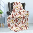 thumbnail image 4 of Bee Soft Flannel Fleece Blanket, Autumn Forest Wildlife Elements as Cartoon Bear Bugs Plants with Cupcake Caramel Apple, Cozy Plush for Indoor and Outdoor Use, 60" x 80", Multicolor, by Ambesonne, 4 of 5