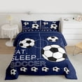 thumbnail image 2 of Homewish Eat Sleep Soccer Full Size Comforter Sets for Boys, Kawaii Cartoon Football Bedding Comforter Set, Ball Sports Lover Reversible Bedding Sets, Ultra Soft Bedroom Decor, 3-Piece, 2 of 8