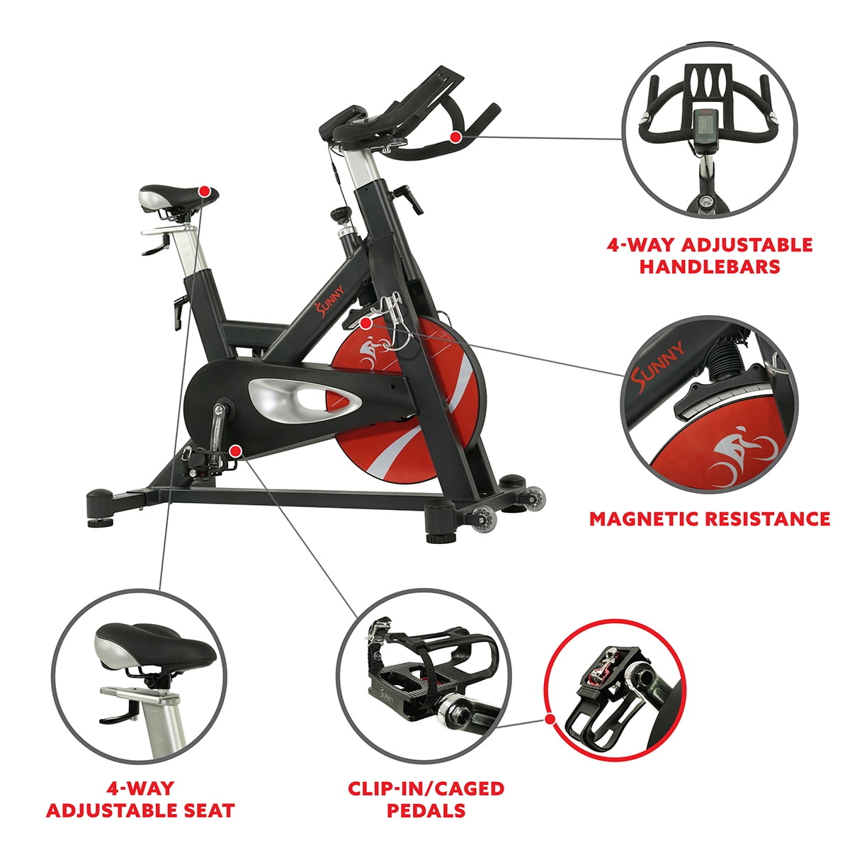 Sunny Health & Fitness Evolution Pro II Magnetic Indoor Cycle Exercise Bike with Device Mount and Performance Display -SF-B1986