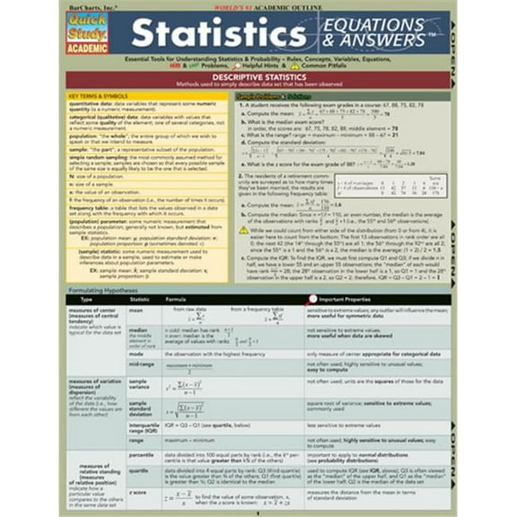 BarCharts- Inc. Statistics Equations & Answers