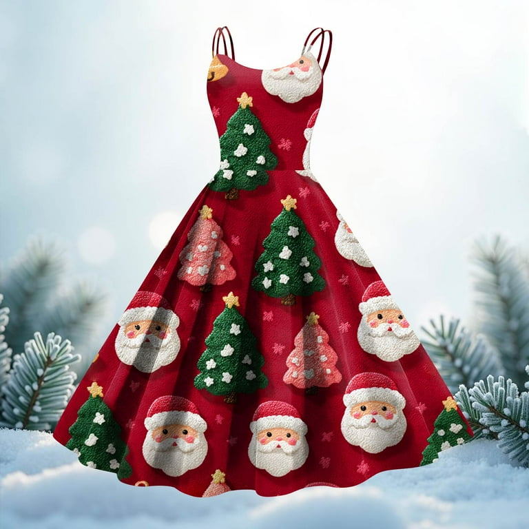 Long Xmas Red Dress Women's Christmas Print Sexy Off The Shoulder Punk  Vintage Dress, Gothic Holiday Party Cocktail Dress With Retro Style,  Strapless Festive Evening Gown,Red,Size 2XL
