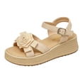 thumbnail image 3 of Domuza Women Sandals Adjustable Strap Flower Print Open Toe Sandals Summer Casual Beach Outdoor Holiday Shoes for Summer Beige 5.5（EU-36）, 3 of 4