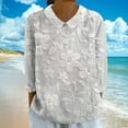 thumbnail image 2 of T-shirts en Lin pour Femmes Chemise à Col à Manches Longues Blouses Ultra Douces Texturées Chandail en Molleton Athlétique Extensible Chandail Automne Hiver Blouses, 2 of 5