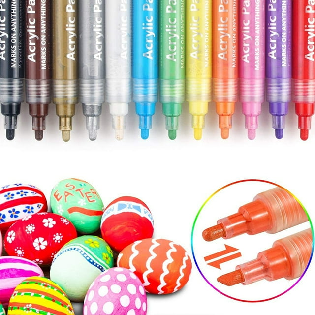 Graflsoa 12-Color Water-Based Acrylic Markers for Students, Artists, and Ceramic Outlining, Fine Tip Design, Plastic Body, Compact Size