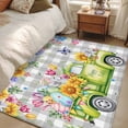 thumbnail image 5 of Easter Truck Area Rugs Collection 2.7'x5', Spring Floral Eggs Butterflies Leaves Gray Plaid Non Slip Indoor Rectangle Throw Runner Rug Floor Mat Carpet for Living Room Dining Table Bedroom Nursery, 5 of 9