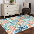 thumbnail image 3 of Coastal Area Rugs 4'x6', Washable Small Throw Rugs for Office Bathroom, Nautical Summer Beach Coral Starfish Shell Indoor Outdoor Rug Non-Slip Low Pile Carpet Runner Reversible Floor Mats, 3 of 8