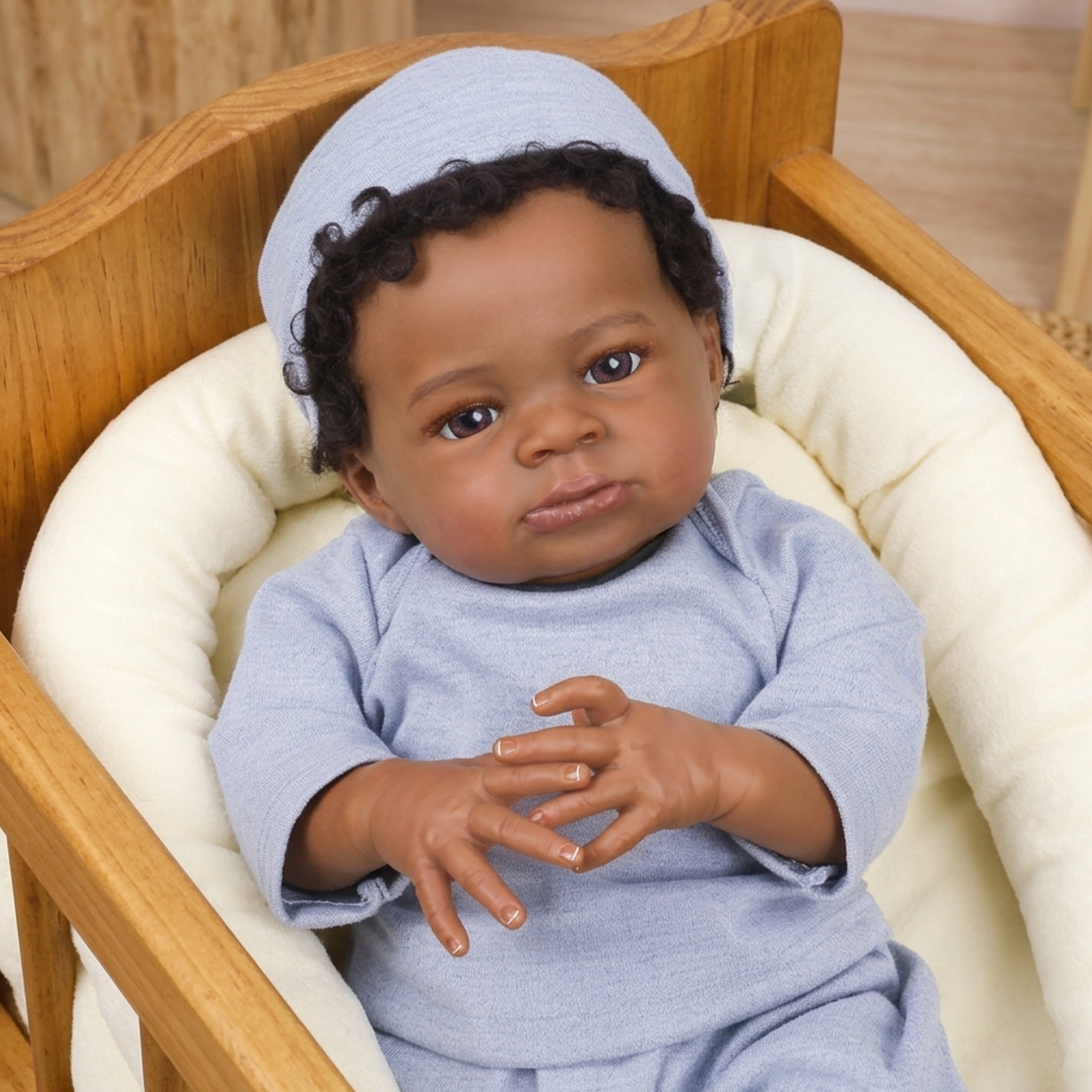 Realistic Reborn Baby Boy Doll, 20 Inch African American Newborn, Lifelike Soft Weighted Body, Hand-Painted Details, Ideal Christmas or Birthday Gift for Kids Age 3+