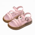thumbnail image 4 of kpoplk Girls Sandals Open Toe Summer Flats Dress Sandals Shoes Fashion Cute Dress Sandals for Little Big Kids(Pink,13), 4 of 5