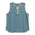 thumbnail image 6 of Betivan Men's Linen Tank Top Sleeveless Crew Neck Half Button Solid Color Regular Fit Casual Sports Workout Fitness Training Tops, 6 of 9