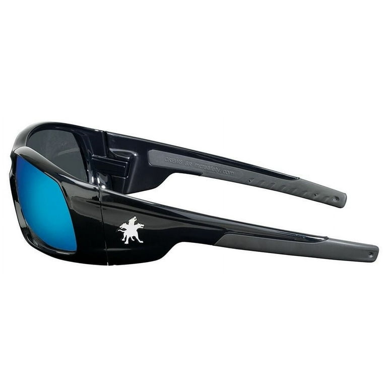 MCR Safety Swagger Safety Glasses, Blue Diamond Mirror Lens, Duramass HC,  Black Frame - 1 PR (135-SR118B)