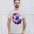 thumbnail image 3 of Tee Hunt Cat Riding a Llama in Space T-shirt Weird Galaxy Moon Creative Men's Tee, Ash Gray, XX-Large, 3 of 5