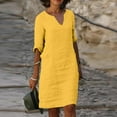 thumbnail image 2 of Summer Savings! Enjoytime Women Plus Size Summer Dresses Solid Color Elbow Sleeve V-Neck Dress Beachwear Seaside Comfy Loose Sexy Summer Dresses for Women 2024, 2 of 6