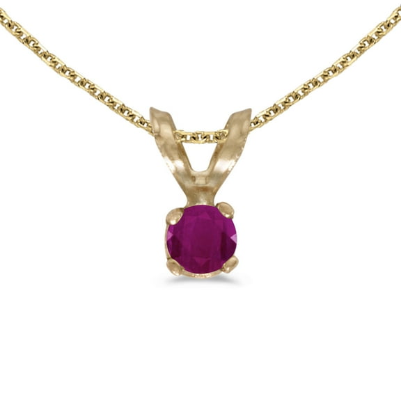 14k Yellow Gold Round Ruby Pendant