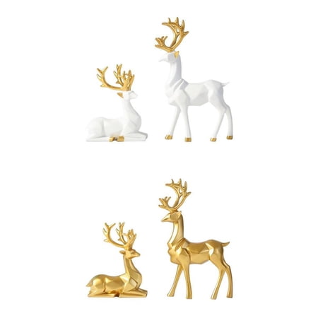 TISHITA 2 Set of Resin Deer Figurine Statues for Home Living Rooms Decorations Crafts Sculpture