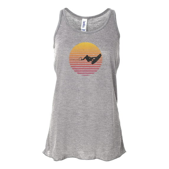 "Women's Wakeboarding Tank, Wakeboard Sun, Sublimation, Soft Bella Racerback, Wakeboarding Tank Top, Gift For Her, Gym Clothes, Ladies Skiing, Athletic Grey, LARGE"
