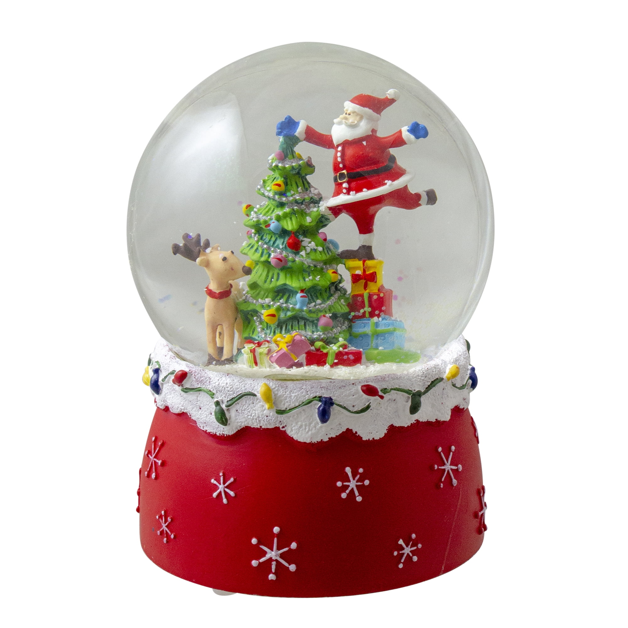 Northlight Santa Decorating a Christmas Tree Musical Multicolor Glass