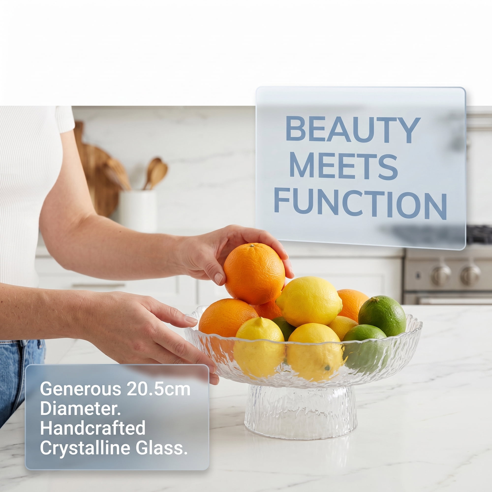 Unique Bargains Fluted Pedestal Bowl for Counter Ribbed Bowl Clear 8.1"L x 8.1"W x 3.4"H