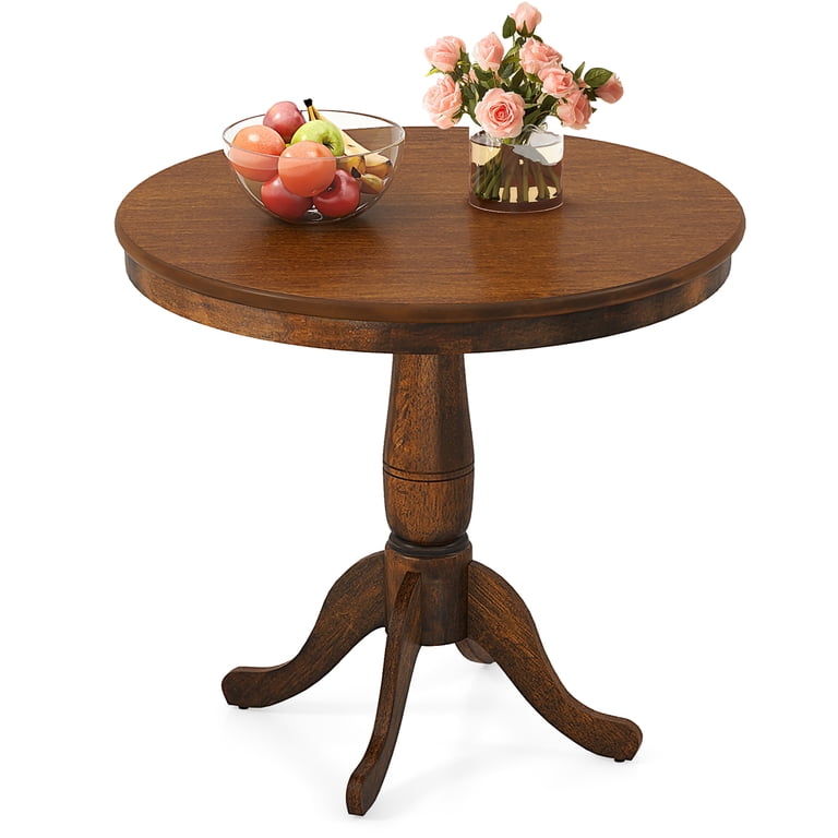 Gymax 32 Inch Round Pedestal Dining Table, Walnut photo 8