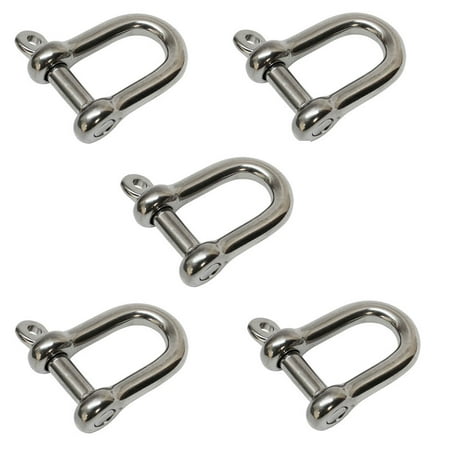 5 PC 3/16'' Chain D type Rigging Bow Shackle Anchor for Boat Stainless Steel