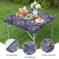 thumbnail image 4 of Blue Ethnic Paisley Pattern Square Fitted Tablecloth with Elastic Edge,Square Table Cover,Washable Elastic Table Cover for Home Kitchen Party Decor 36"x36", 4 of 6