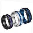thumbnail image 7 of EOEMY 8mm Black/Blue Brushed Band 316L Stainless Steel Men'S Engagement Rings Sz 6-13, 7 of 7