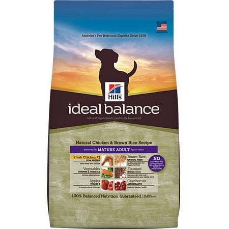 Hill's Ideal Balance Mature Adult Natural Chicken & Brown Rice Recipe Dry Dog Food, 15 lb bag