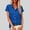 Blue-2, variant on Women 2026 Plus Size Linen Shirts Short Sleeve Button Down Summer Casual Lapel Blouses