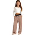 thumbnail image 4 of Mnyotv Straight Wide Leg Pants Girls Fashion High Waist Baggy Sweatpants Drawstring Trousers with Pocekts Size 6-7 Years, 4 of 6