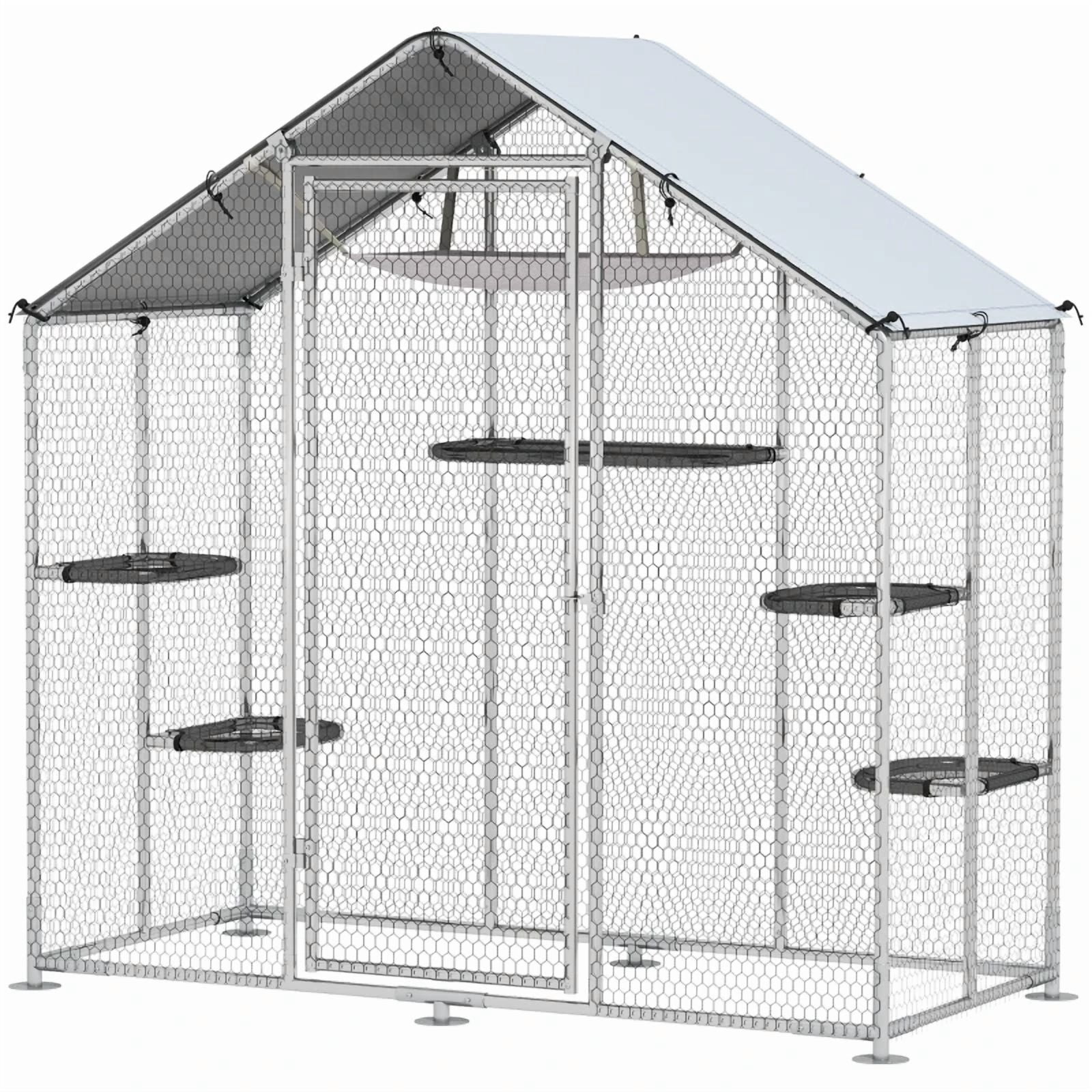 Pet Cage, Walk-in Cat Patio Enclosure Cage, Large Catio Outdoor Cat Enclosure