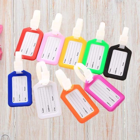 ROMANSENTIAL 8Pcs Luggage Id Tags with Name Card Holder Assorted Colors for Easy Traveling Identification